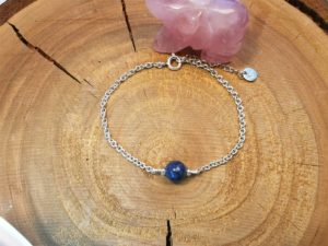 Bracelet argent avec une perle agate bleue